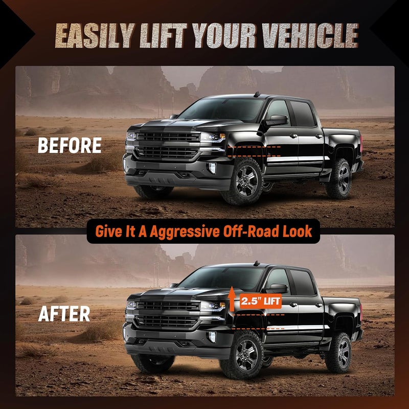 FlexHitch 2.5" Front Leveling Lift kits for 2007-2026 Silverado 1500 Sierra 1500 2WD/4WD Forged Aluminum Suspension Strut Spacer Lift Kit - Image 4